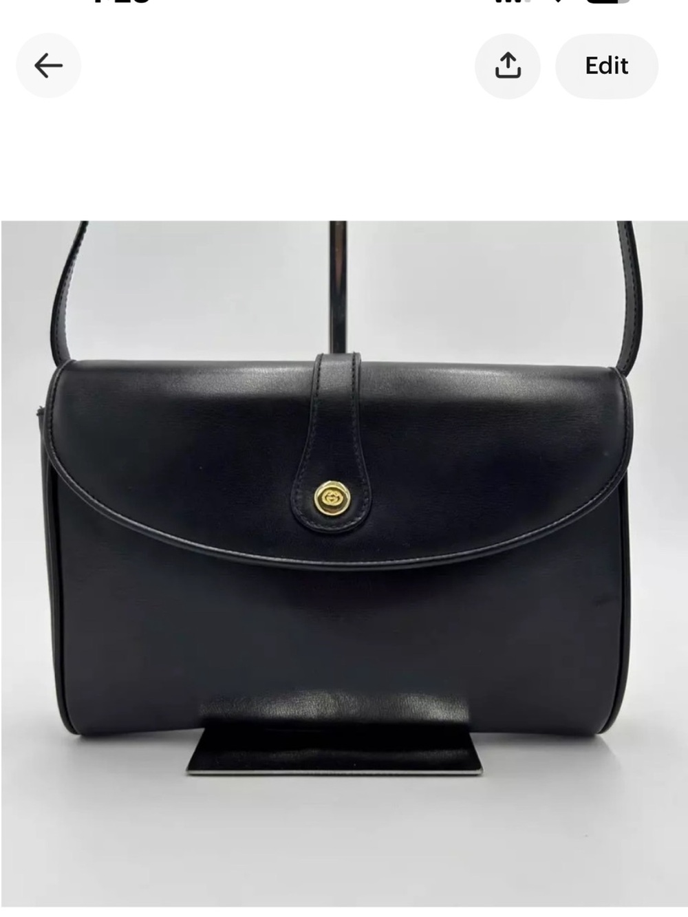 Authentic vintage Gucci Shoulder Bag Interlocking GG Black Leather